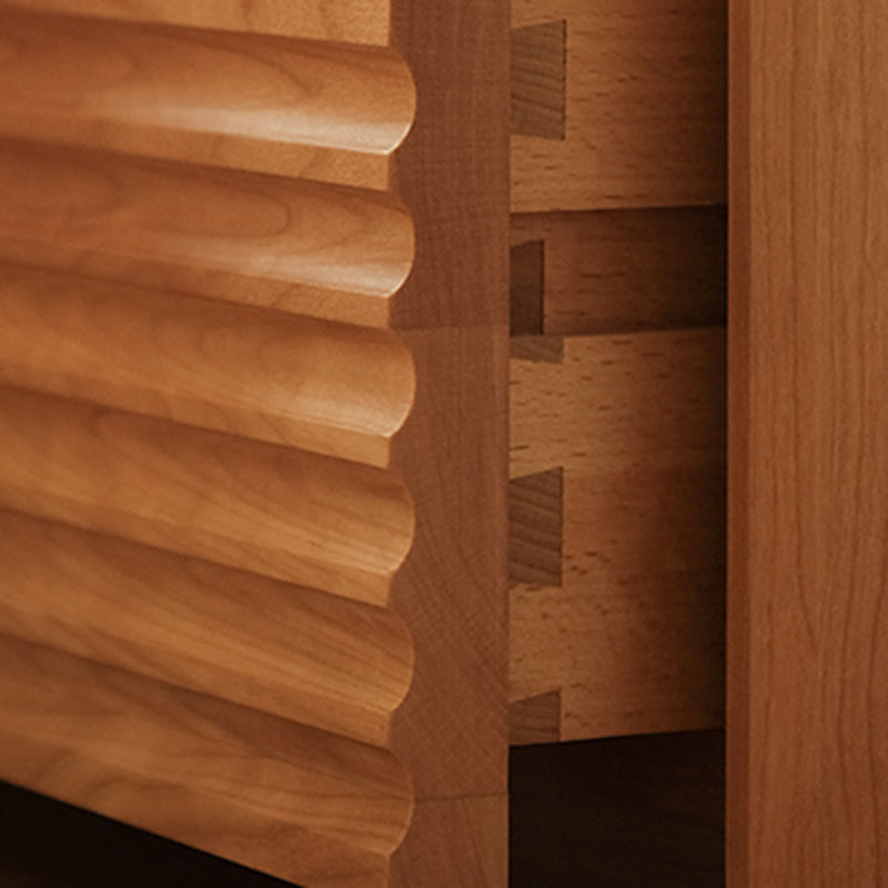 Retro Solid Wood Cube 3-Drawer Nightstand