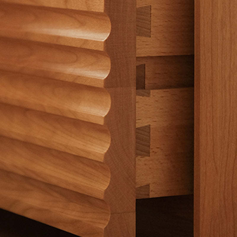 Retro Solid Wood Cube 3-Drawer Nightstand