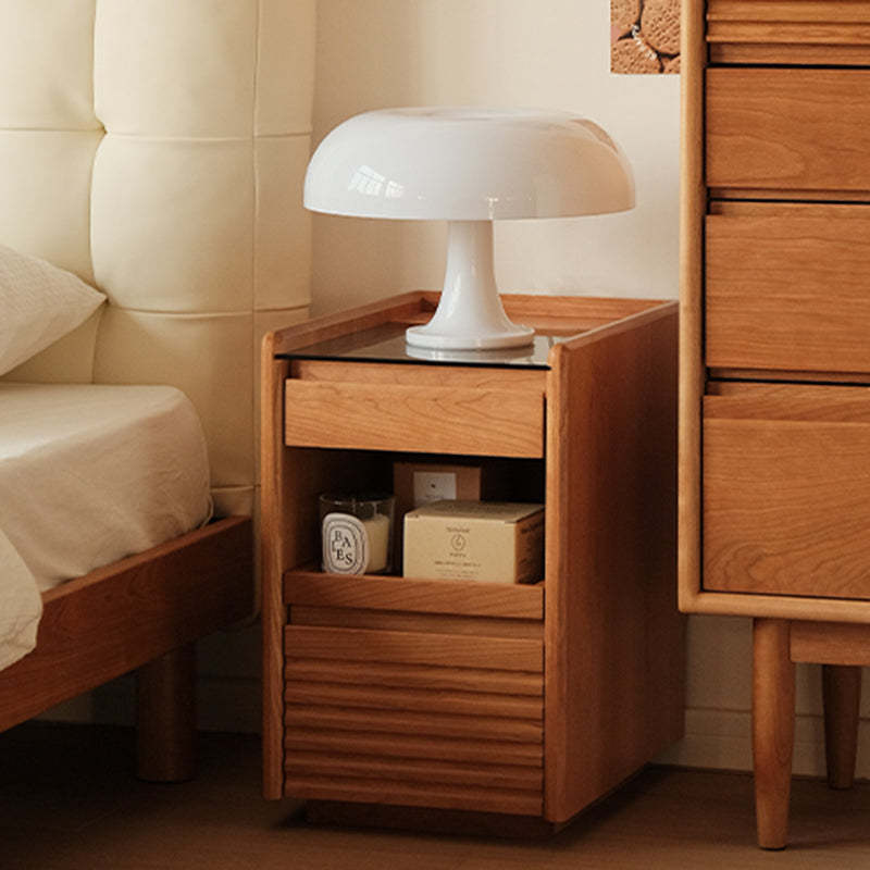 Retro Solid Wood Cube 3-Drawer Nightstand