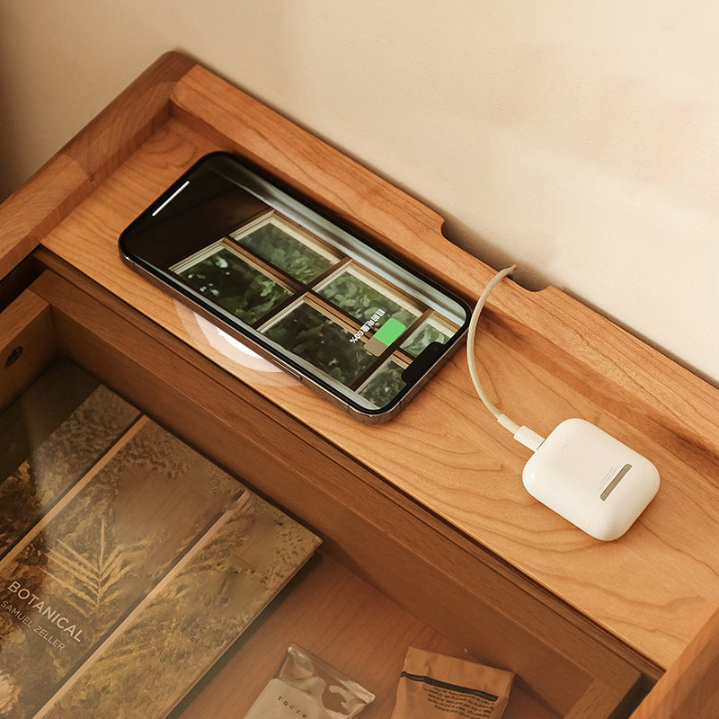 Retro Solid Wood Cube 3-Drawer Nightstand