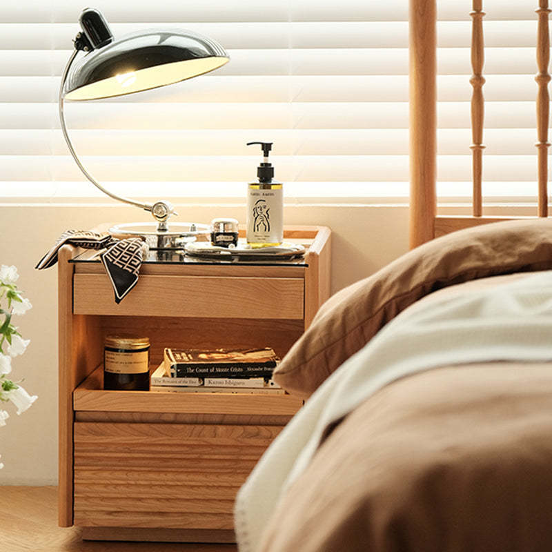 Retro Solid Wood Cube 3-Drawer Nightstand