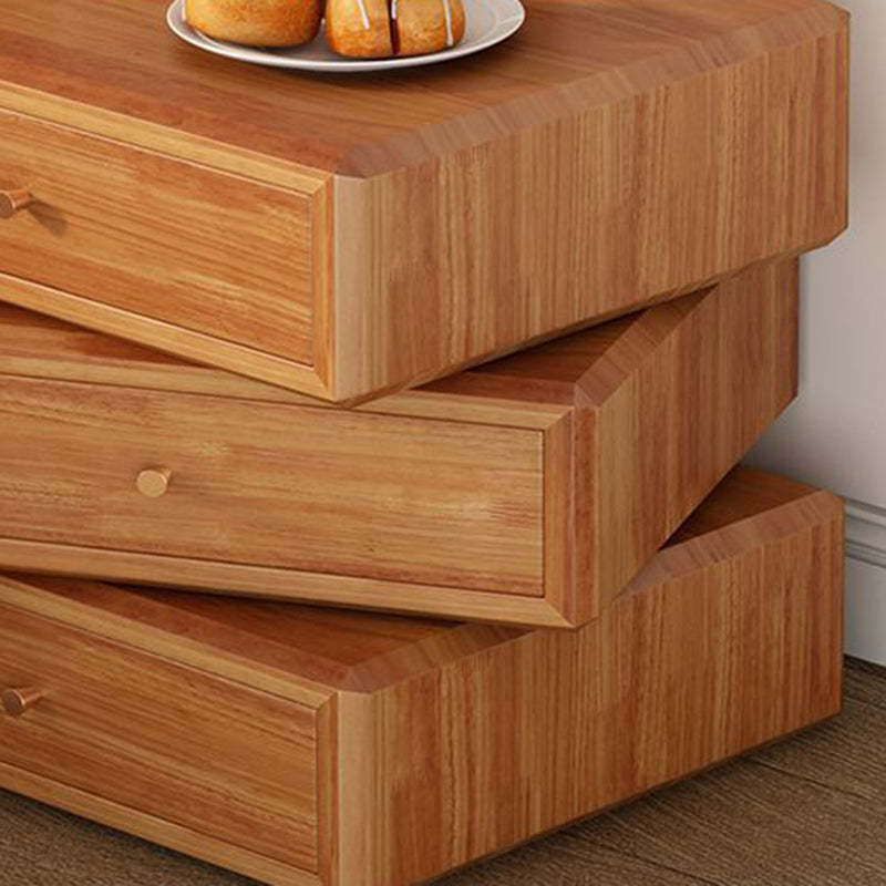 Retro Solid Wood Rotatable Nightstand 3-Drawer Storage