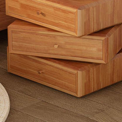 Retro Solid Wood Rotatable Nightstand 3-Drawer Storage