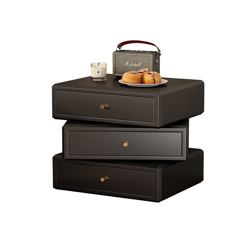 Retro Solid Wood Rotatable Nightstand 3-Drawer Storage