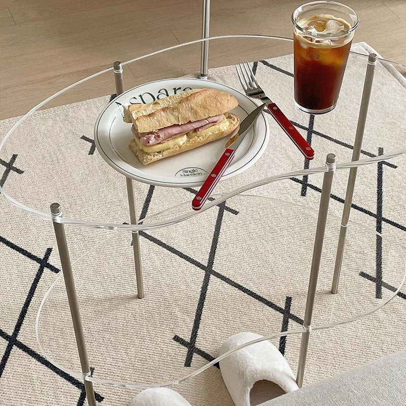 Modern Curved Acrylic Metal Coffee Table