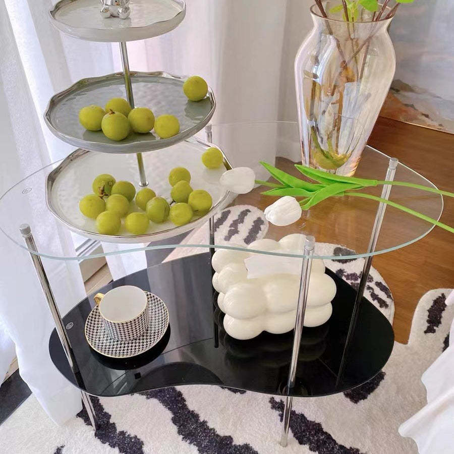 Modern Curved Acrylic Metal Coffee Table