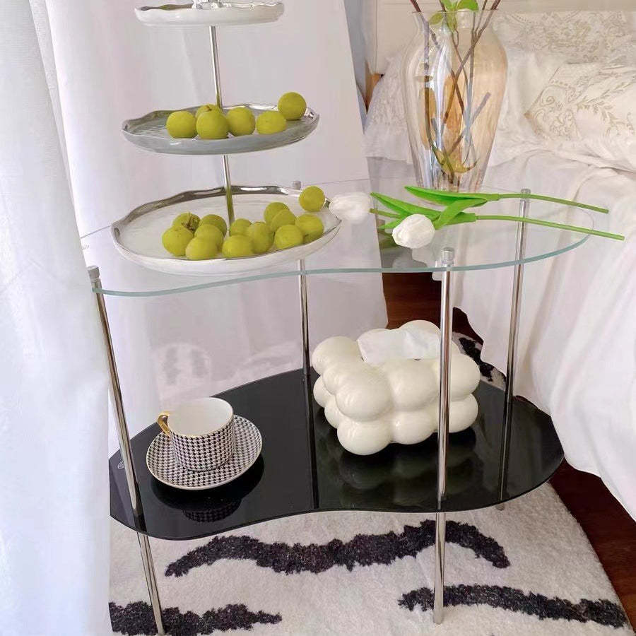 Modern Curved Acrylic Metal Coffee Table