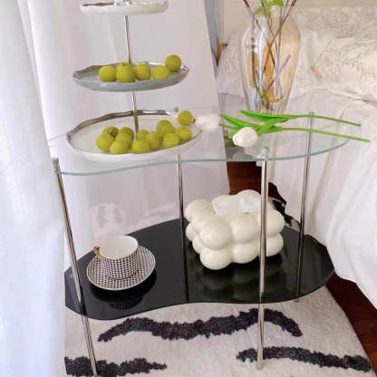 Modern Curved Acrylic Metal Coffee Table