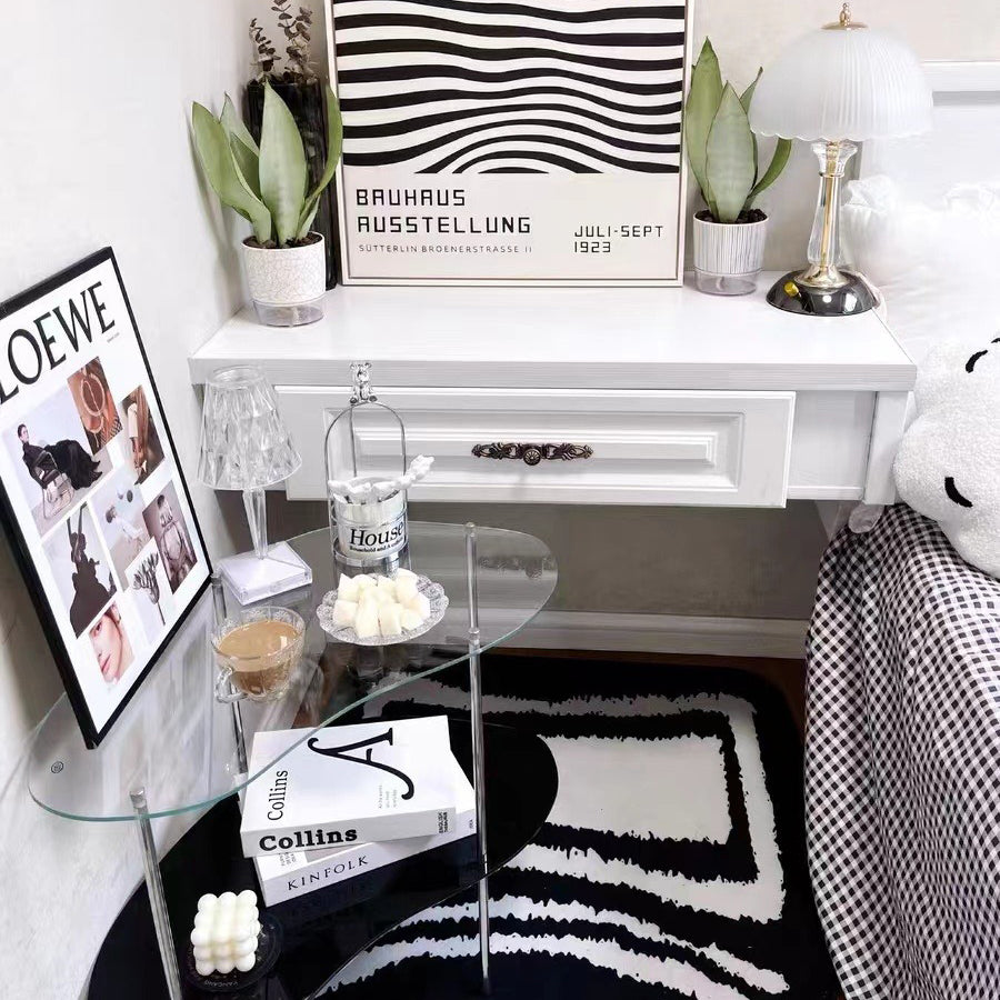 Modern Curved Acrylic Metal Coffee Table
