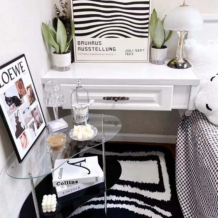 Modern Curved Acrylic Metal Coffee Table
