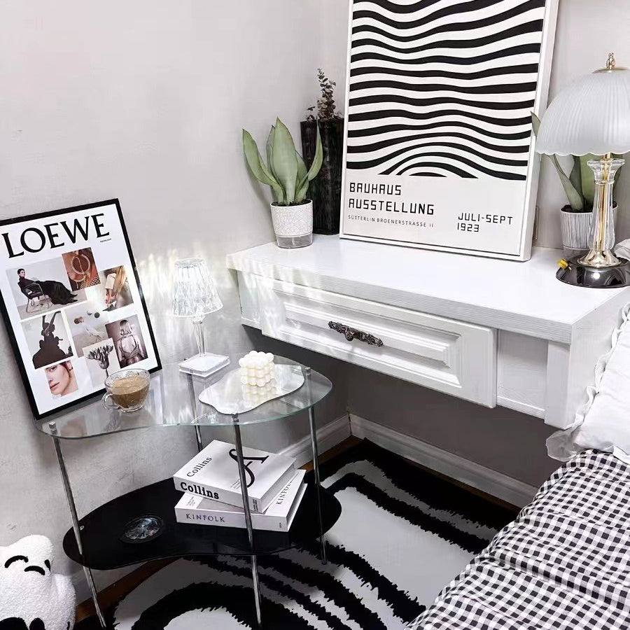 Modern Curved Acrylic Metal Coffee Table