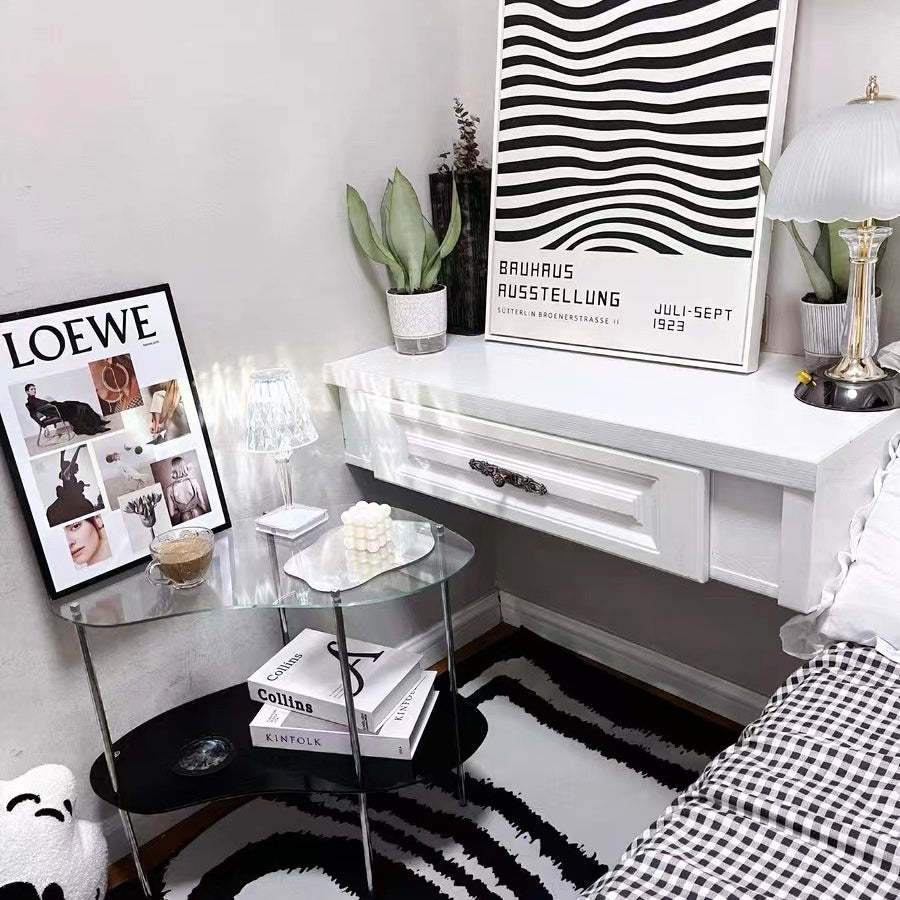 Modern Curved Acrylic Metal Coffee Table