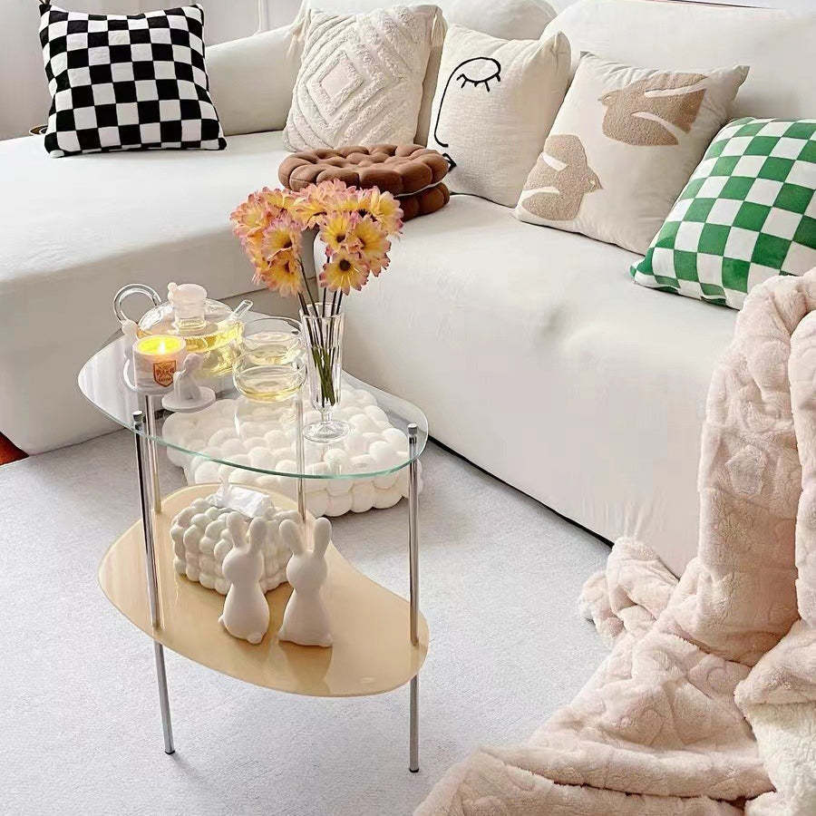 Modern Curved Acrylic Metal Coffee Table