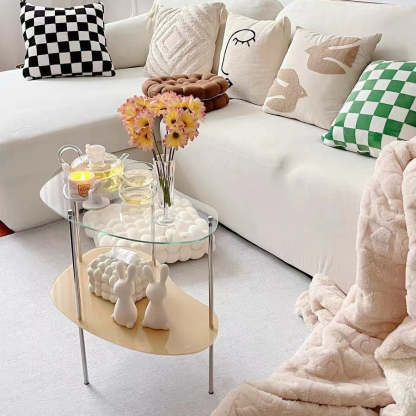 Modern Curved Acrylic Metal Coffee Table