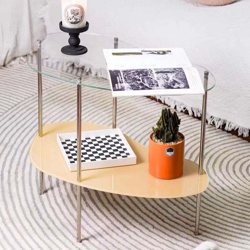 Modern Curved Acrylic Metal Coffee Table
