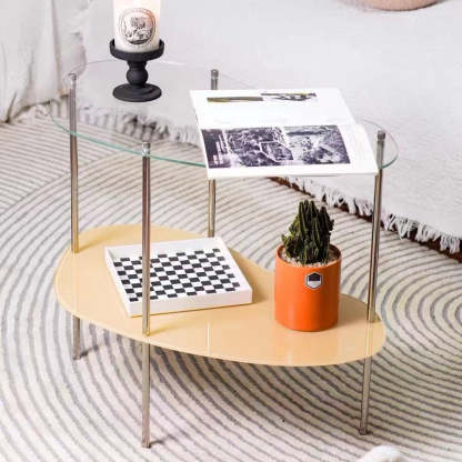 Modern Curved Acrylic Metal Coffee Table