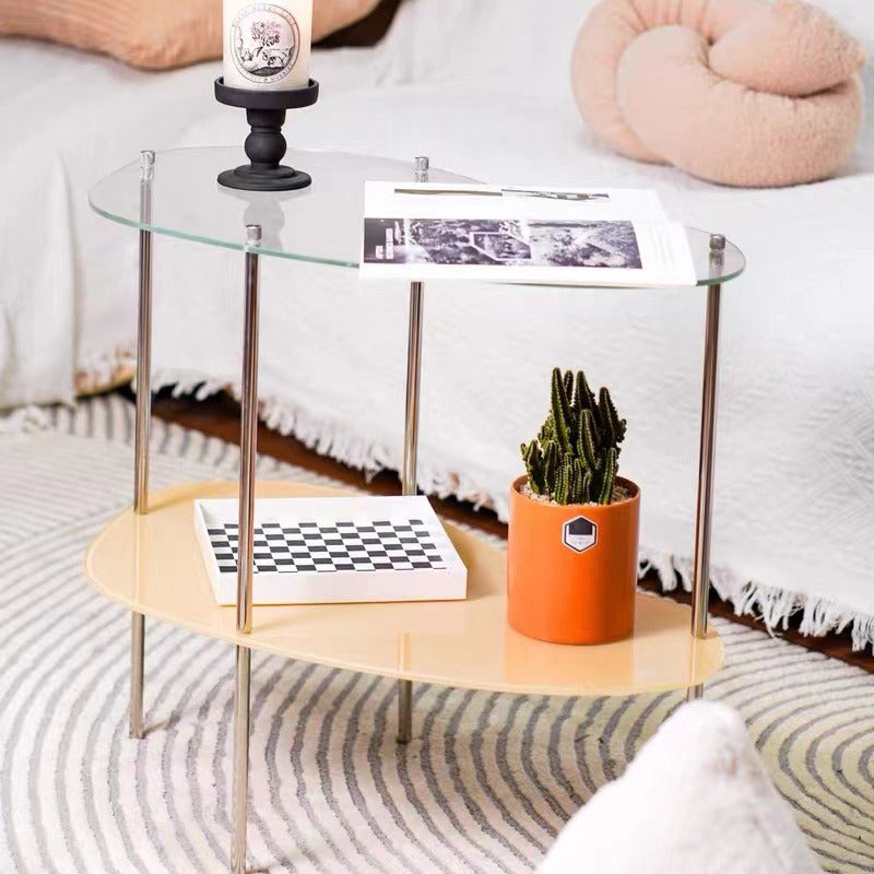 Modern Curved Acrylic Metal Coffee Table