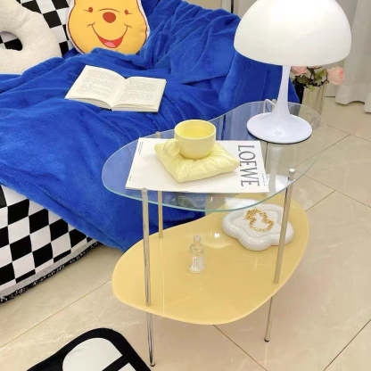 Modern Curved Acrylic Metal Coffee Table