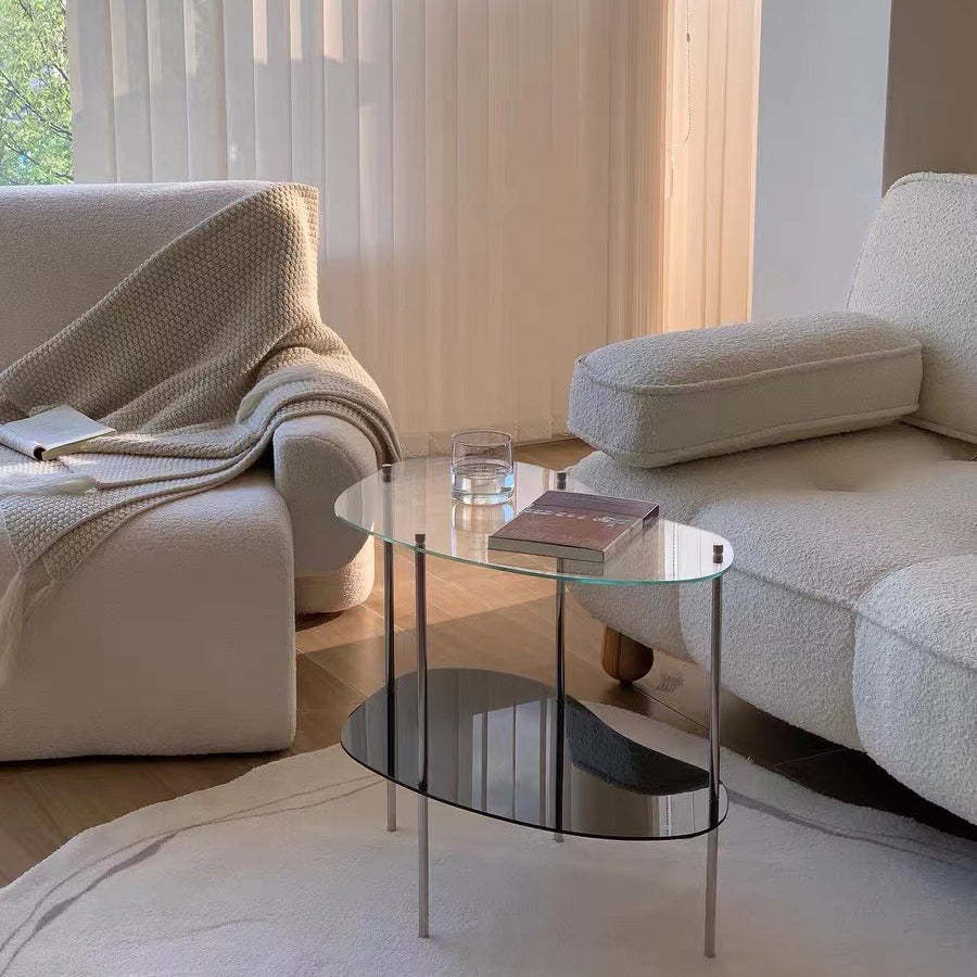 Modern Curved Acrylic Metal Coffee Table