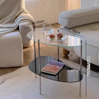 Modern Curved Acrylic Metal Coffee Table — Transparent + Beige