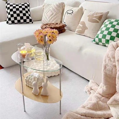 Modern Curved Acrylic Metal Coffee Table — Transparent + White