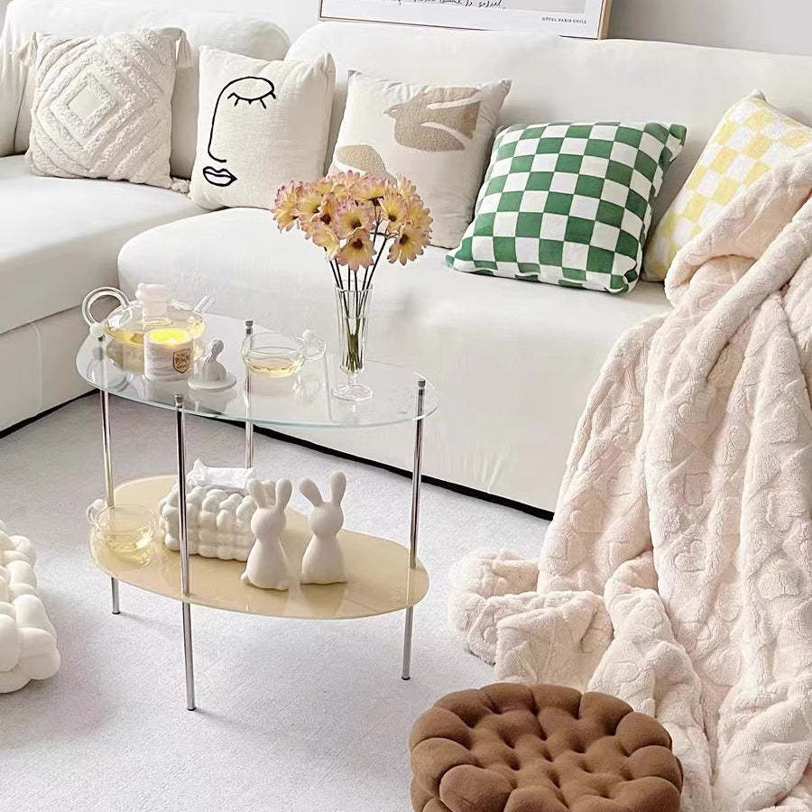 Modern Curved Acrylic Metal Coffee Table
