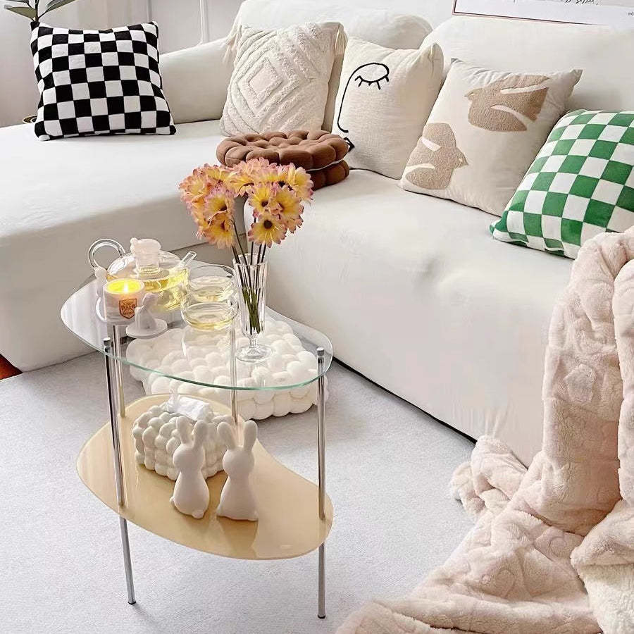 Modern Curved Acrylic Metal Coffee Table