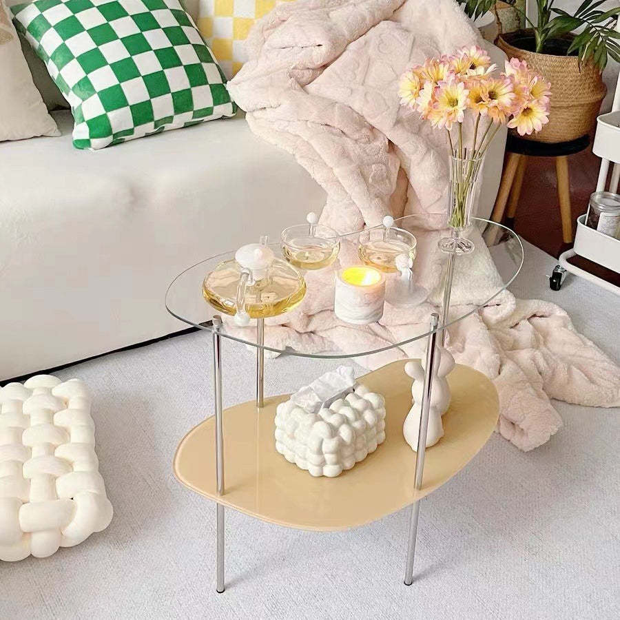 Modern Curved Acrylic Metal Coffee Table