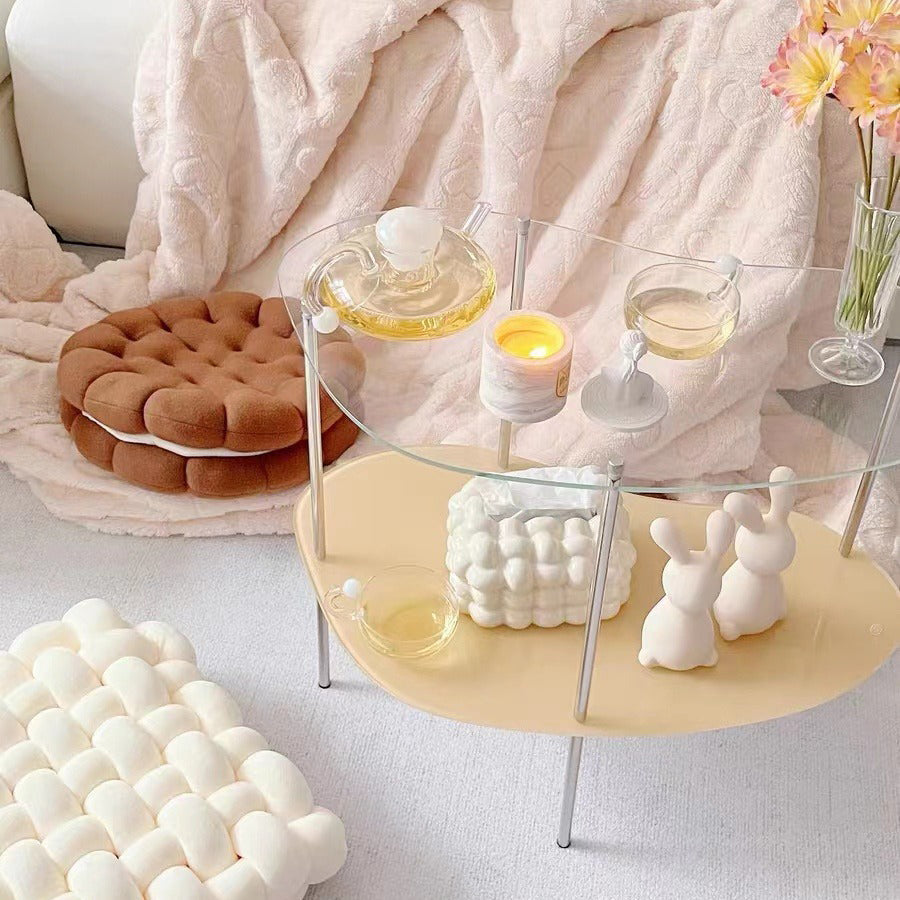 Modern Curved Acrylic Metal Coffee Table