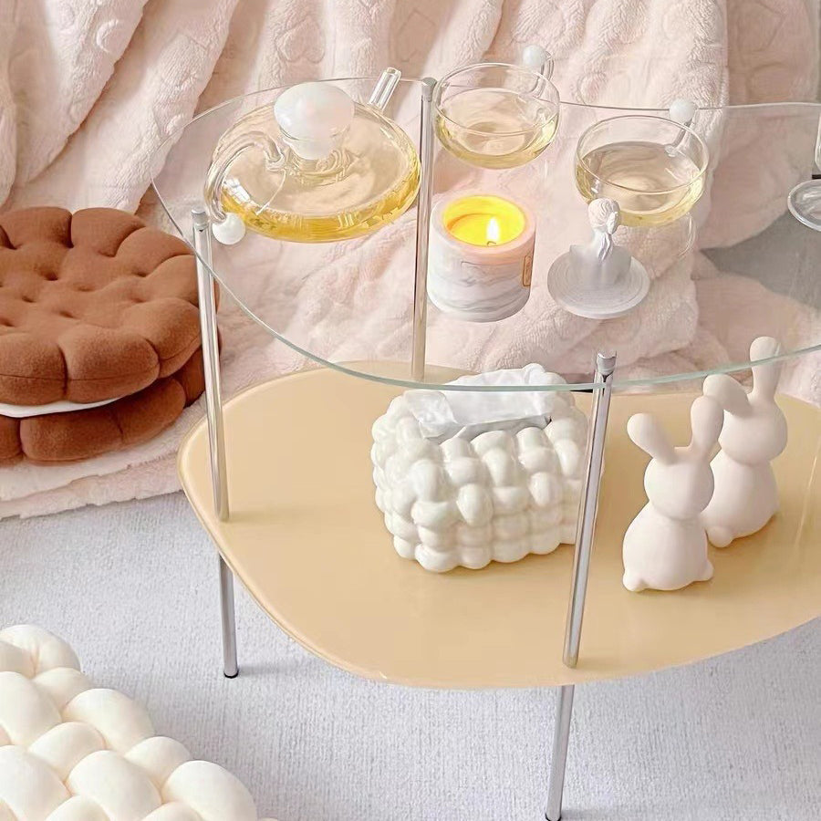 Modern Curved Acrylic Metal Coffee Table