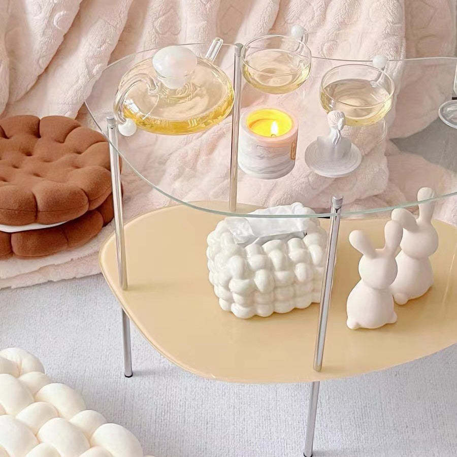 Modern Curved Acrylic Metal Coffee Table