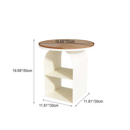 Nordic Glass Iron Round Pedestal End Table 2-Tier Storage