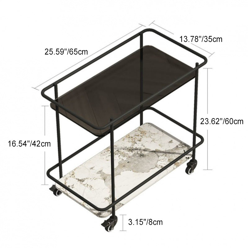 Minimalist Sintered Stone Glass End Table — Gray Glass + Snow Mountain White Sintered Stone