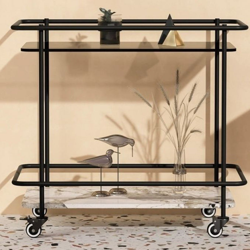 Minimalist Sintered Stone Glass End Table — Gray Glass + Italian Gray Sintered Stone