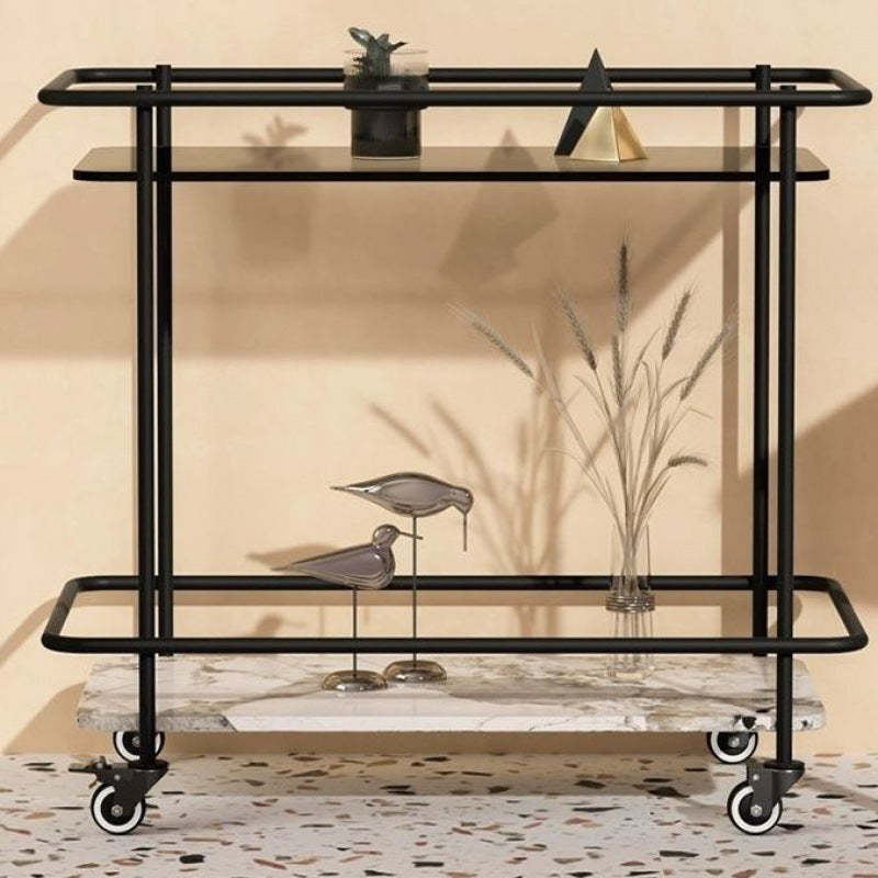 Minimalist Sintered Stone Glass End Table — Gray Glass + Italian Gray Sintered Stone