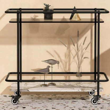 Minimalist Sintered Stone Glass End Table — Gray Glass + Italian Gray Sintered Stone