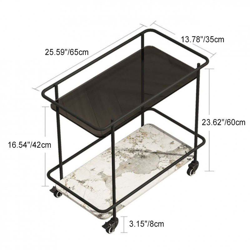 Minimalist Sintered Stone Glass End Table — Gray Glass + Snow Mountain White Sintered Stone
