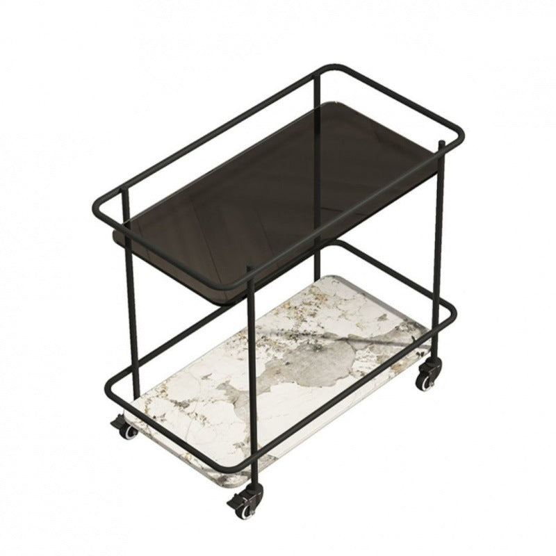 Minimalist Sintered Stone Glass End Table — Changhong Glass + Snow Mountain White Sintered Stone