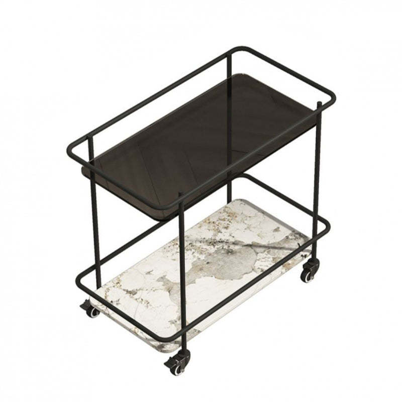 Minimalist end sintered gray end & side tables, Lighom — Faux Marble / Gray Glass
