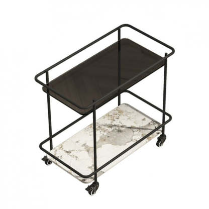 Minimalist Sintered Stone Glass End Table — Changhong Glass + Snow Mountain White Sintered Stone