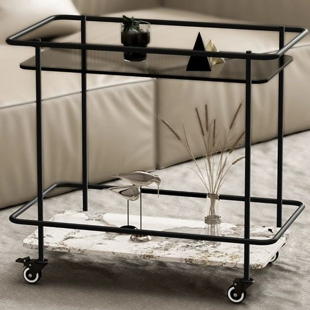 Minimalist Sintered Stone Glass End Table — Changhong Glass + Italian Gray Sintered Stone
