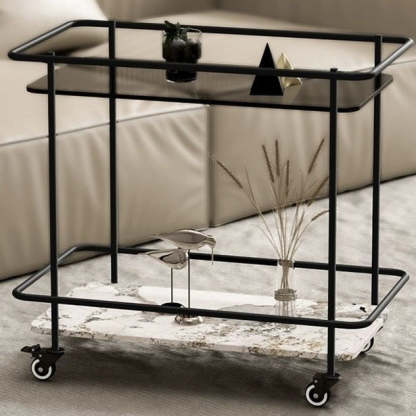 Minimalist Sintered Stone Glass End Table — Changhong Glass + Italian Gray Sintered Stone
