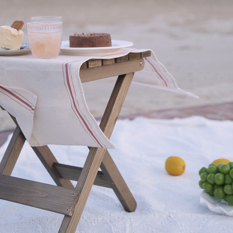 Rustic Wood Slat Foldable End Table