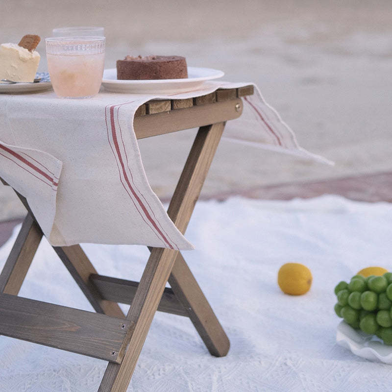 Rustic Wood Slat Foldable End Table