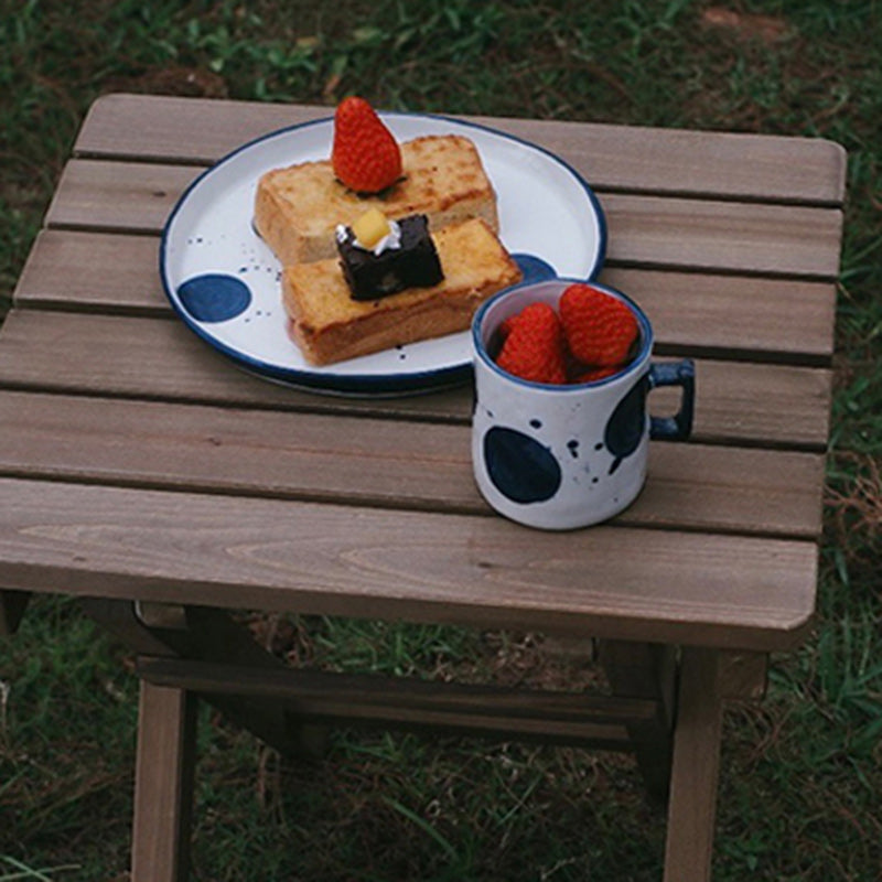 Rustic Wood Slat Foldable End Table