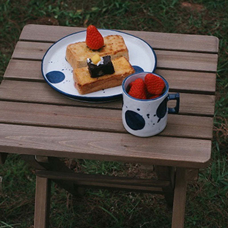 Rustic Wood Slat Foldable End Table