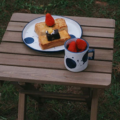 Rustic Wood Slat Foldable End Table