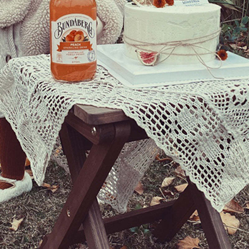 Rustic Wood Slat Foldable End Table