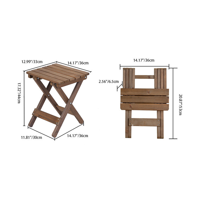 Rustic Wood Slat Foldable End Table