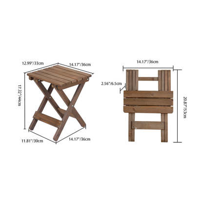 Rustic Wood Slat Foldable End Table